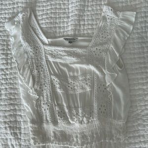 American Eagle white crop tank